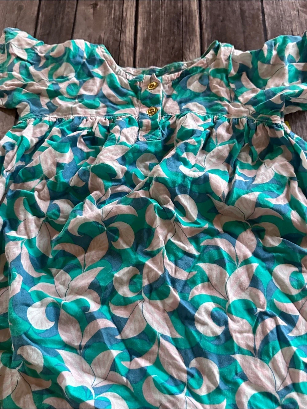 Genuine kids turquoise floral dress 18m vguc